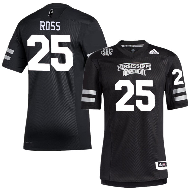 Men #25 Marcus Ross Mississippi State Bulldogs College Football Jerseys Stitched-Black